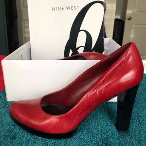 Nine West Red Platform Heel 4.25”